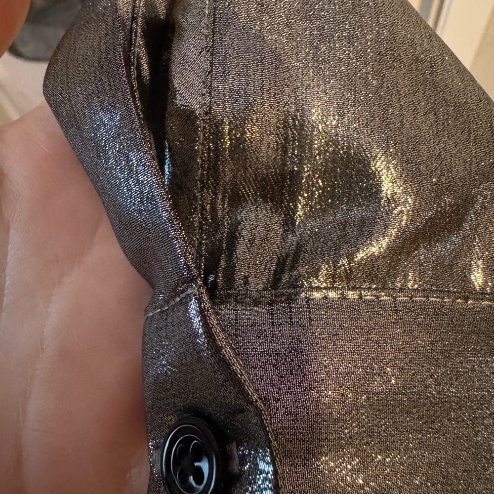 🖤🩶LIKE NEW! Ann Klein Silver Gun Metal Metallic Women's Top🖤🩶 - Picture 6 of 16